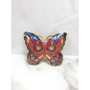 Vintage Corocraft Enamel Gold Tone Butterfly Brooch